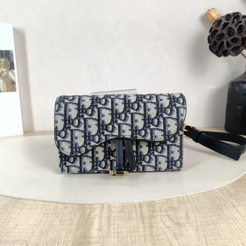 DIOR Belt Bag Saddle Belt Bag Blue Canvas One Size 17 × 3.5 × 10.5 cm