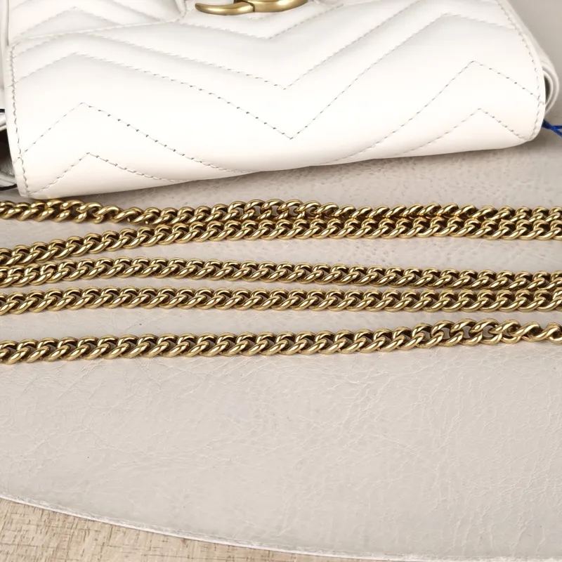 GUCCI Crossbody Bag GG Marmont Mini Marmont Mini White Calfskin Mini 16.5 × 4.5 × 9.5 cm — detail view 5 of 11