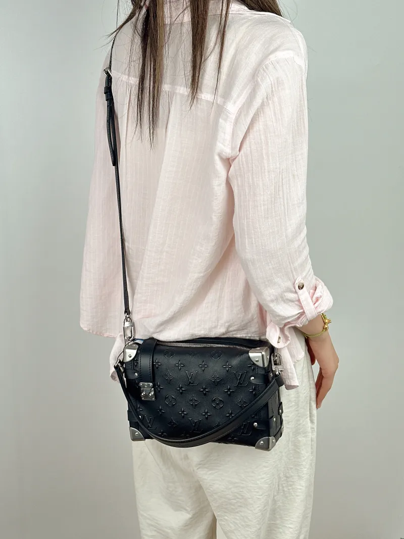 Louis Vuitton Crossbody Bag Side Trunk Box Black Calfskin Medium23.5 × 8.5 × 16 cm — on-model view 2 of 2