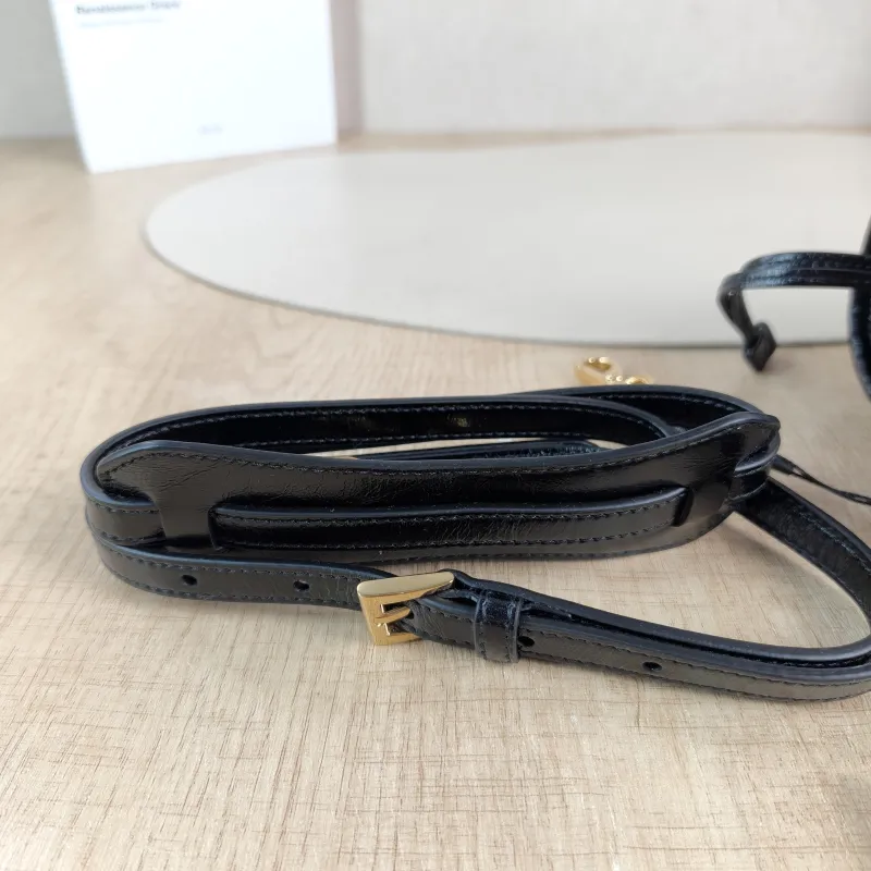 PRADA Shoulder Bag Bonnie Soft Lux Black Waxed Leather Mini 23.5 × 9 × 12 cm — detail view 8 of 14