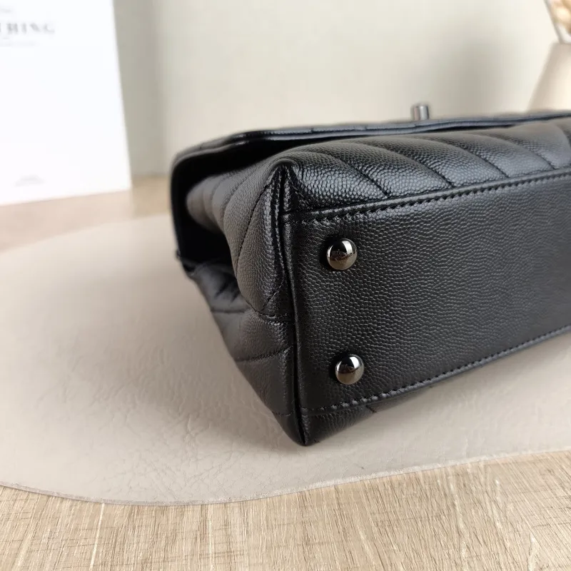 Chanel Top Handle Bag Coco Handle​ v Black Grained Calfskin Small 24 × 10 × 14 cm — detail view 10 of 12