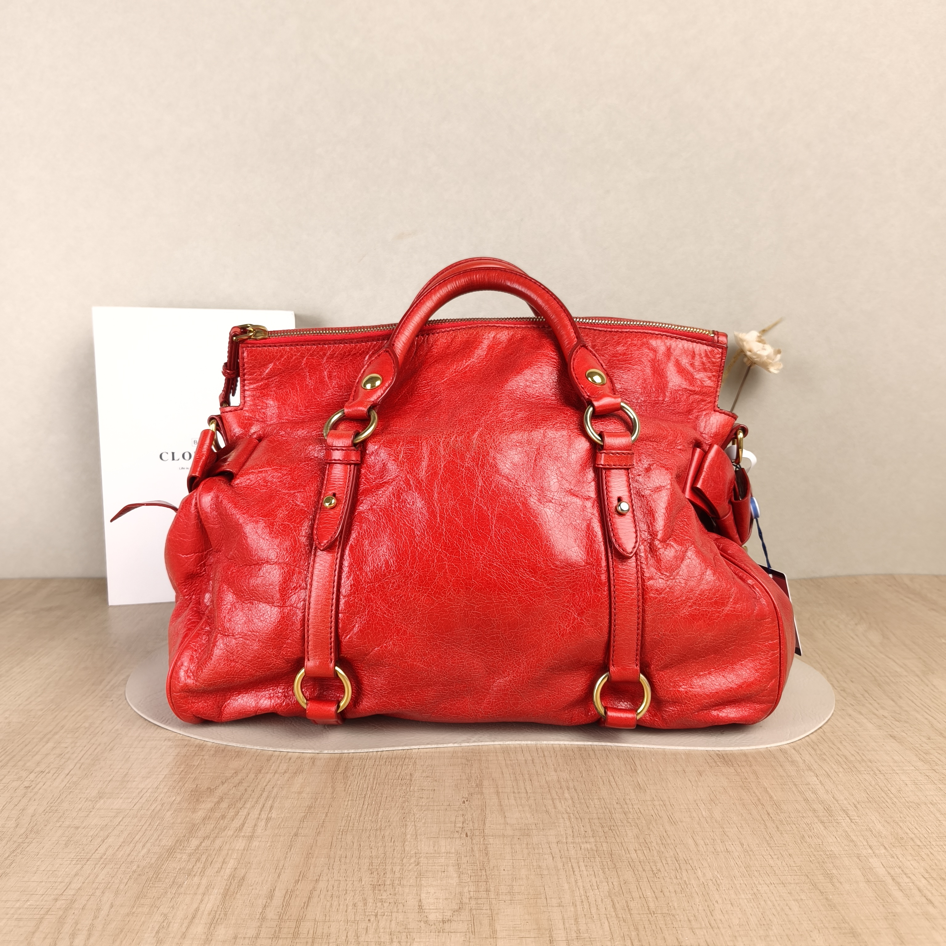 Miumiu Top Handle Bag Vitello Lux Red Waxed Leather One Size37 × 16 × 27 cm — cover view 4 of 5