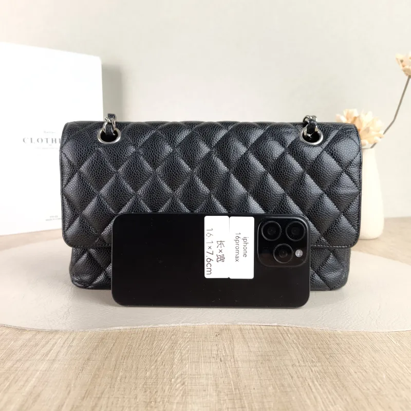 Chanel Crossbody Bag Classic Flap CF Black Grained Calfskin Medium 25.5 × 6.5 × 15.5 cm 23 — cover view 5 of 5
