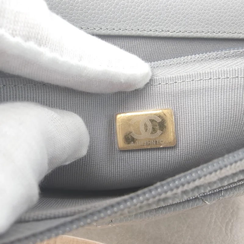 Chanel Crossbody Bag Classic Flap WOC CF WOCWOC Bag Grey Grained Calfskin Mini 19.2 × 3.5 × 12.3 cm — detail view 7 of 11
