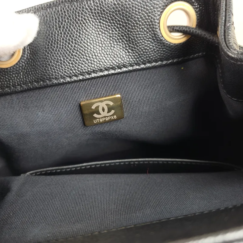 Chanel Backpack Backpack Black Grained Calfskin Small 19 × 9.5 × 21.5 cm — detail view 10 of 11