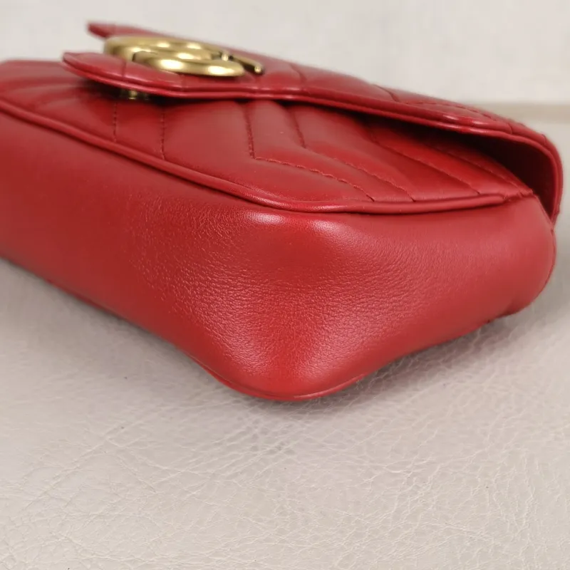GUCCI Crossbody Bag GG Marmont Mini Marmont Mini Red Calfskin Mini 16.5 × 4.5 × 9.5 cm — detail view 7 of 13