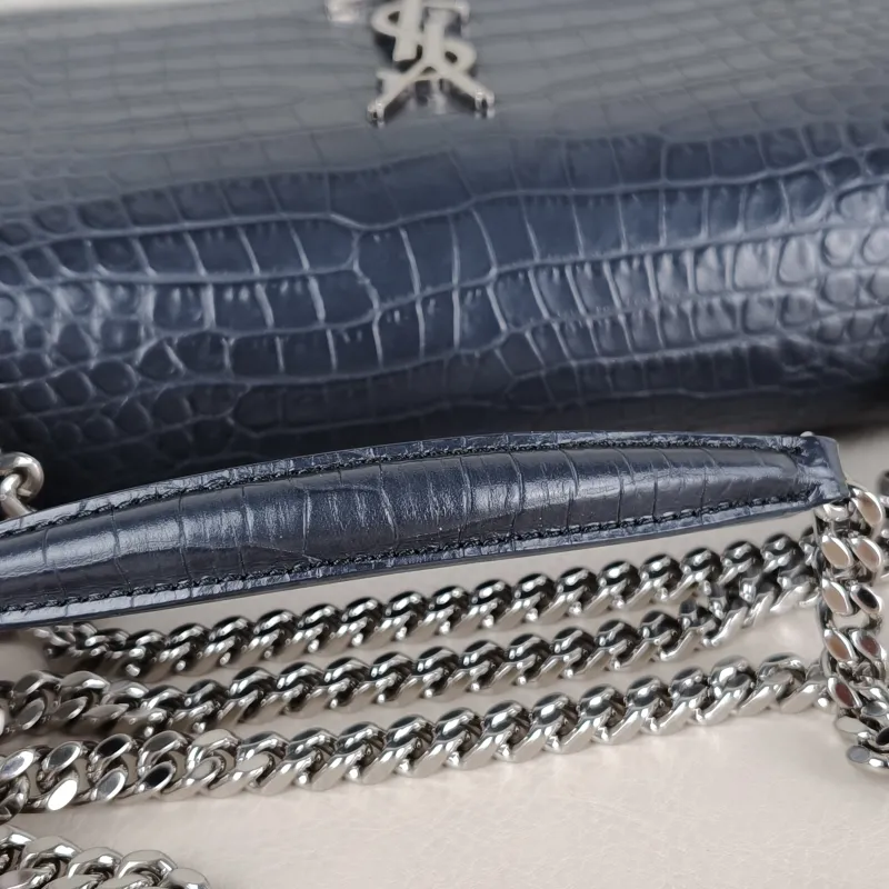 SAINT LAURENT Crossbody Bag SUNSET Grey Calfskin Medium 22 × 6.5 × 16 cm — detail view 2 of 13
