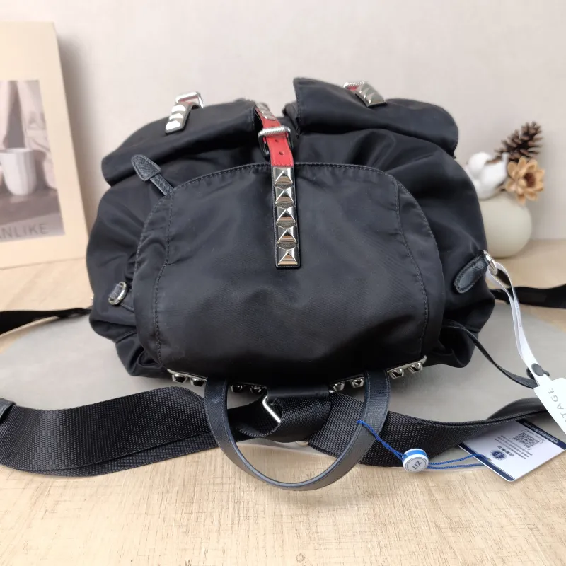 PRADA Backpack Nylon Backpack Black Nylon One Size 30 × 15 × 30 cm — detail view 12 of 14
