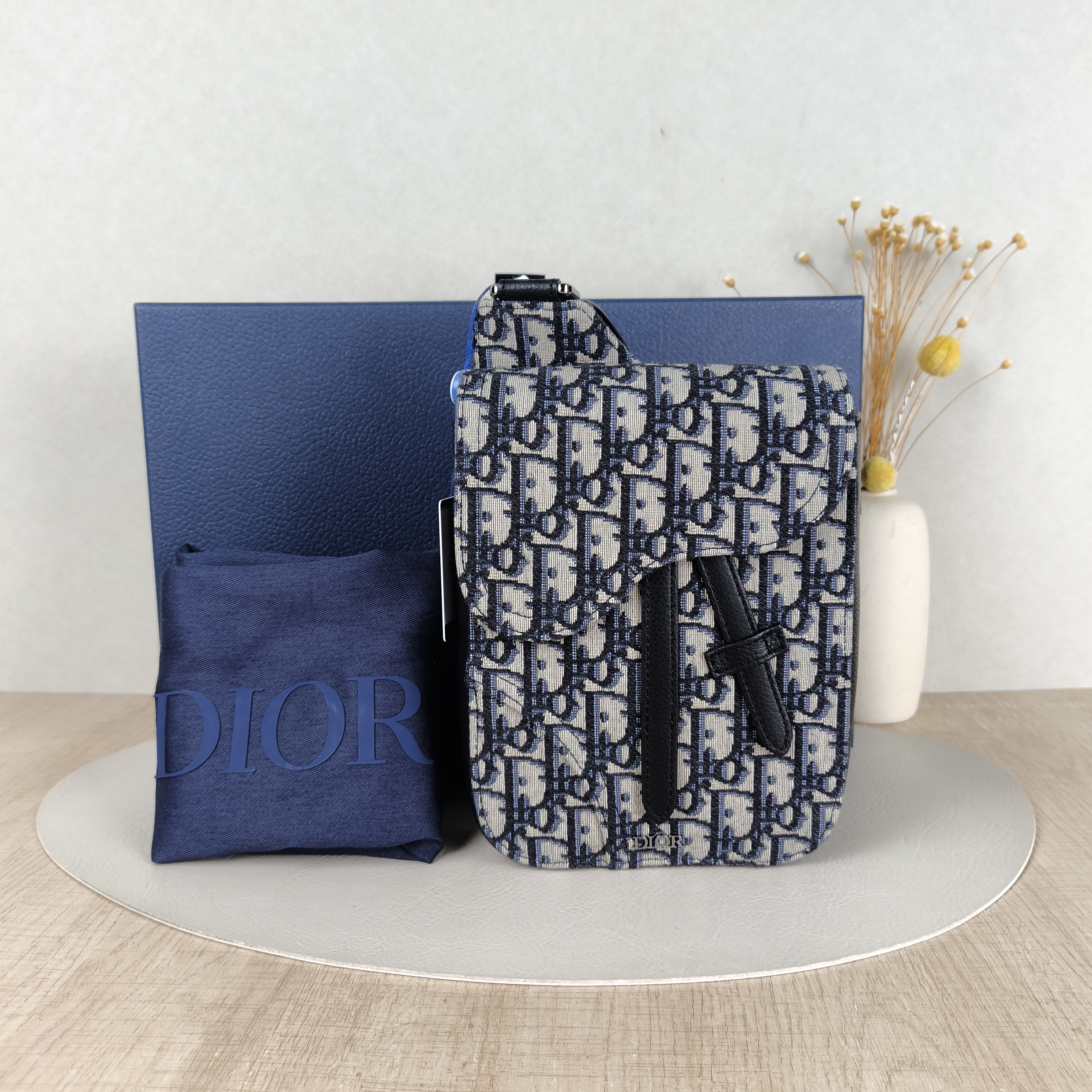 DIOR Crossbody Bag Saddle Edition Belt Bag Blue Canvas One Size16 × 5 × 21 cm — cover view 3 of 6