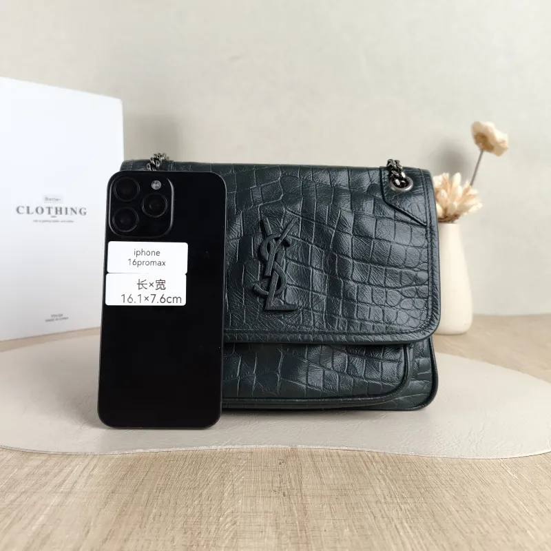 SAINT LAURENT Crossbody Bag Niki Green D Waxed Leather Small21 × 7.5 × 16 cm — cover view 4 of 5