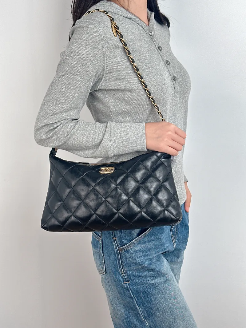 Chanel Shoulder Bag 25s hobo Black Lambskin 32 × 4 × 18 cm — on-model view 2 of 2
