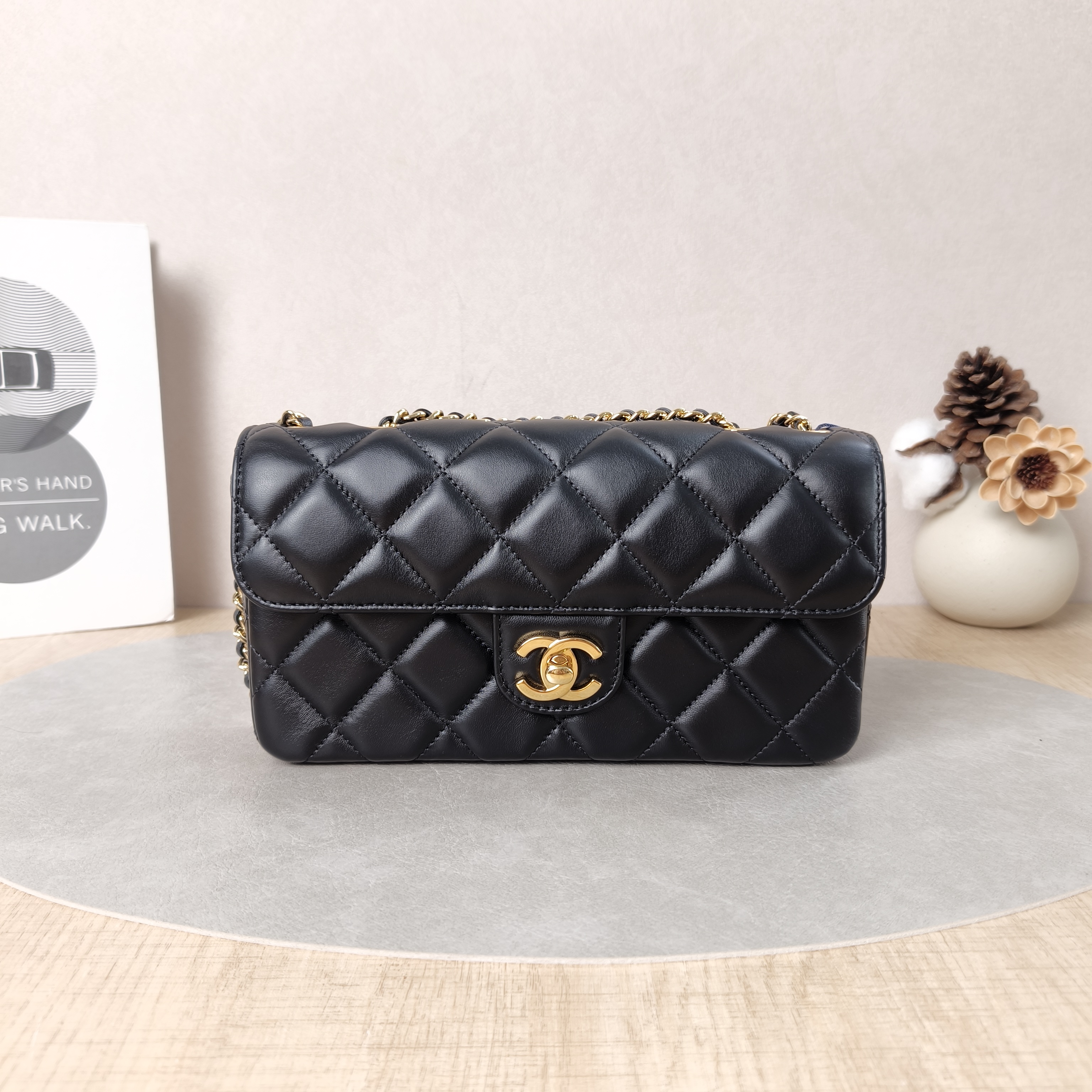 Chanel Crossbody Bag26a Collection Baguette Bag Black Lambskin Small21.5 × 4 × 12 cm