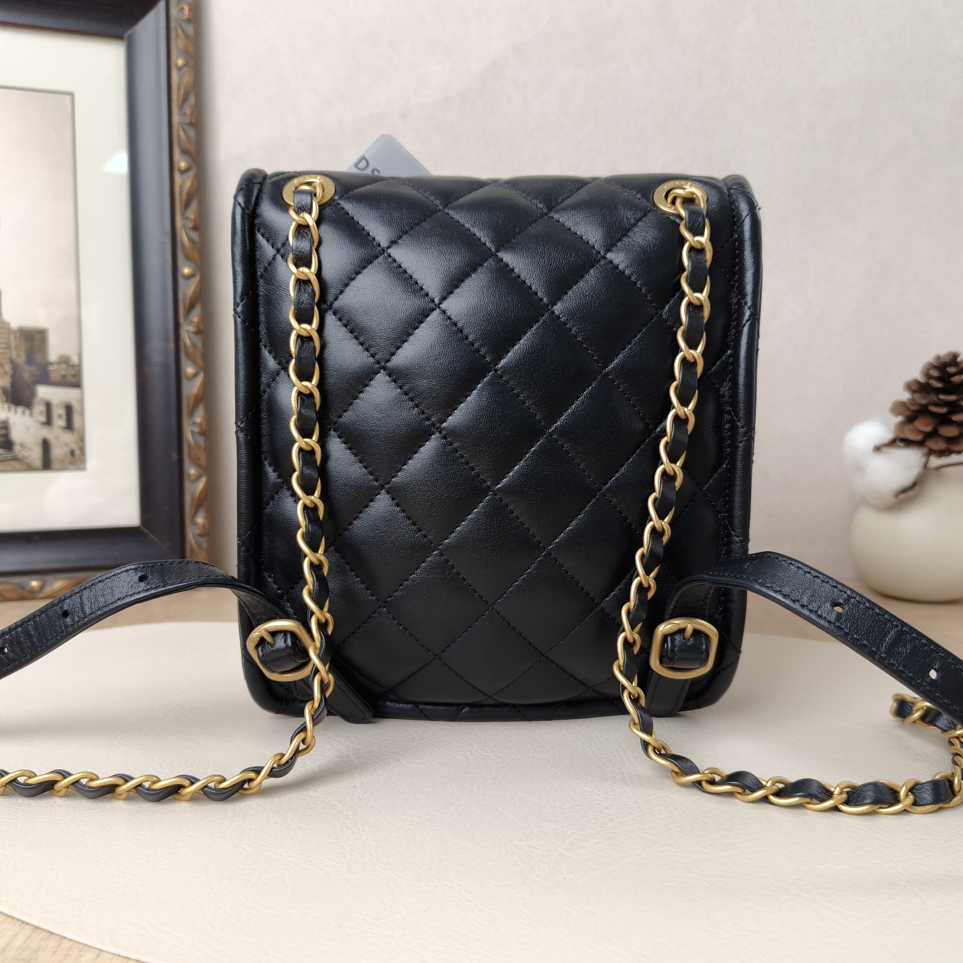 Chanel Backpack Backpack Black Lambskin One Size18 × 5 × 22 cm — cover view 9 of 10