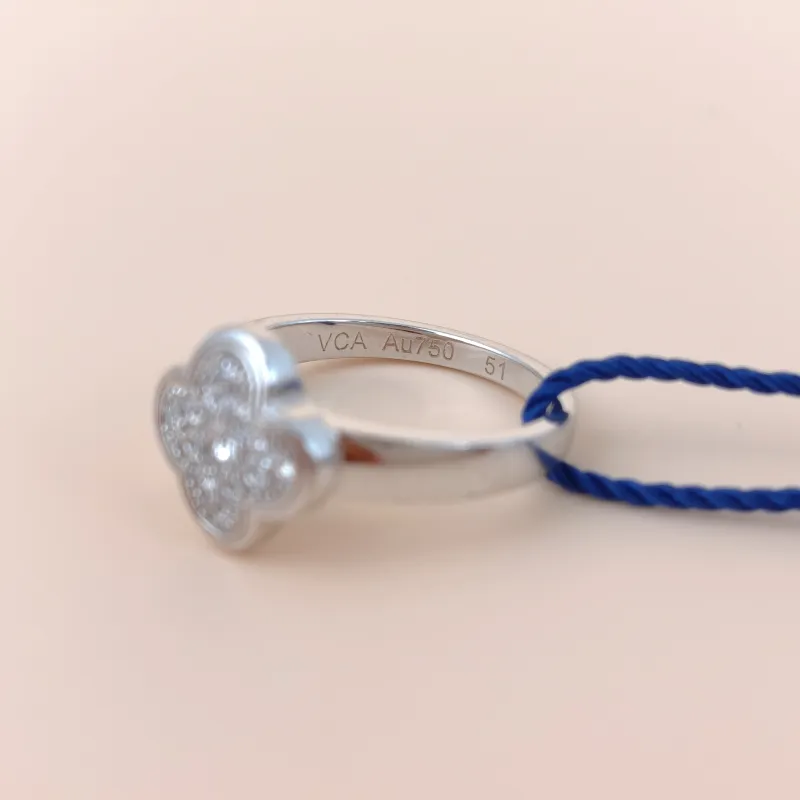Van Cleef & Arpels Ring Pure Alhambra Pavé Diamond Ring White Gold 18KW hite Gold Diamond One Size51 — cover view 7 of 8