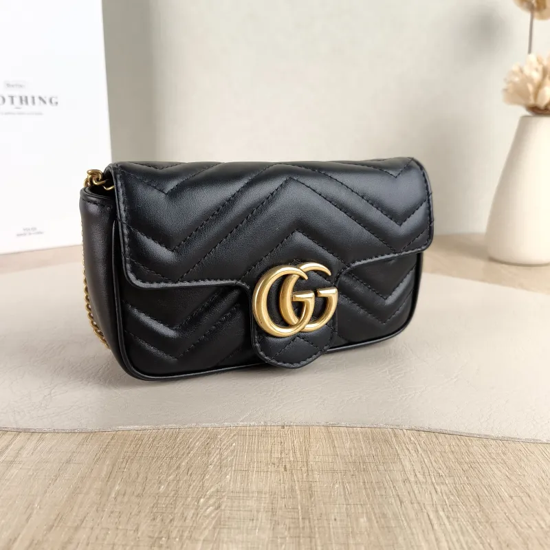 GUCCI Crossbody Bag GG Marmont Mini Marmont Mini Black Calfskin Mini 16.5 × 4.5 × 9.5 cm — cover view 2 of 5