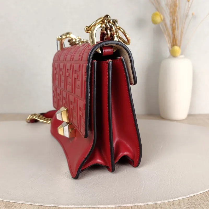 FENDI Crossbody Bag Crossbody Bag Red Calfskin One Size 19 × 7 × 15 cm — detail view 10 of 13