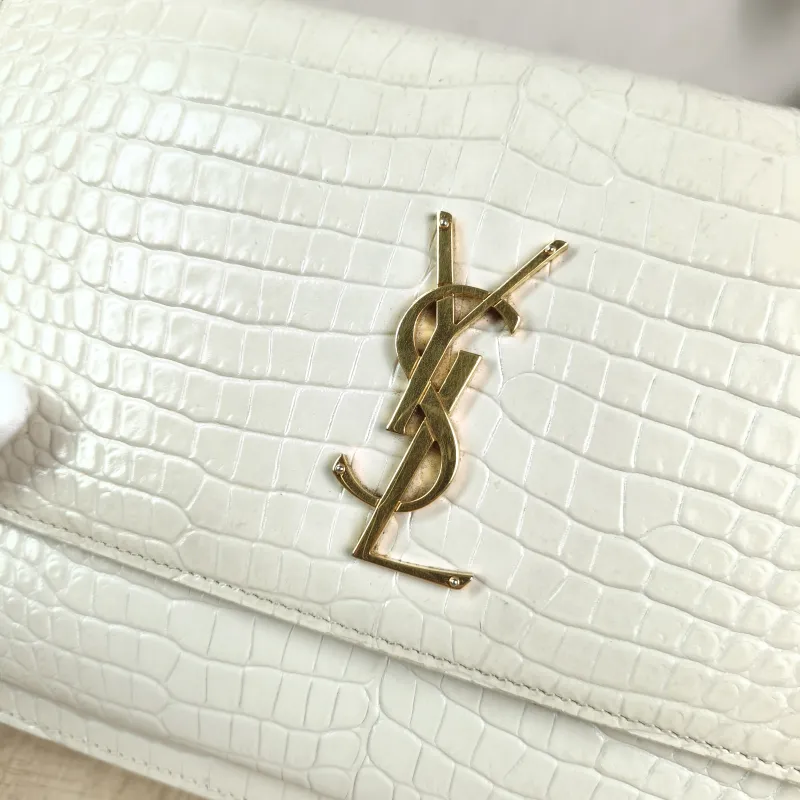 SAINT LAURENT Crossbody Bag SUNSET White Calfskin Medium 22 × 6.5 × 16 cm — detail view 7 of 11