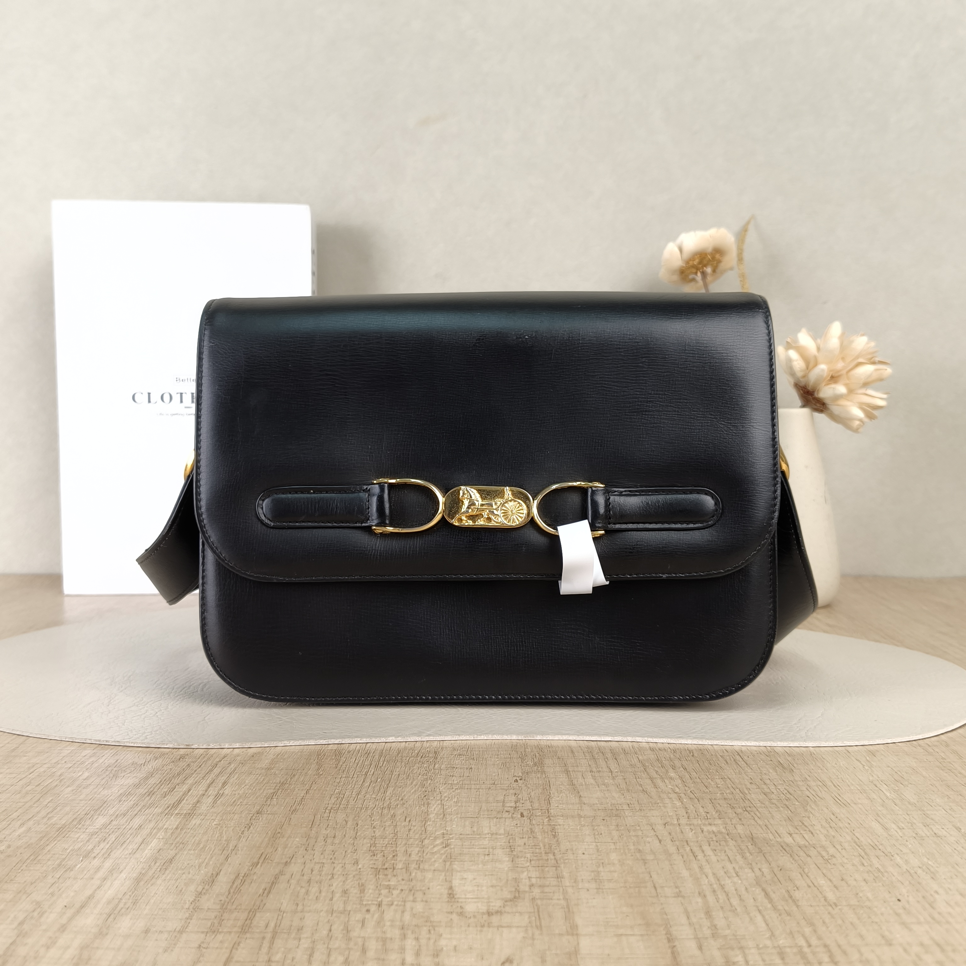 CELINE Shoulder Bag Shoulder Bag Black Calfskin 24 × 5.5 × 16.5 cm