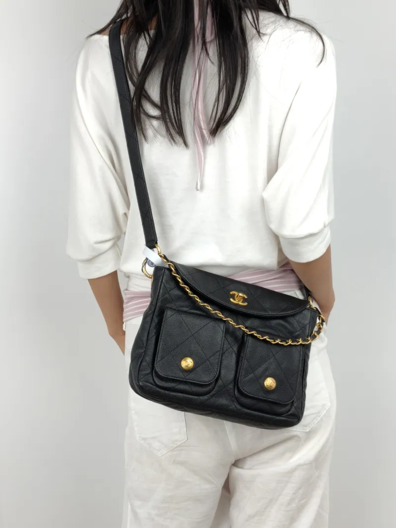 Chanel Shoulder Bag 25p hobo Black Grained Calfskin Small 24 × 5 × 19 cm — on-model view 1 of 3