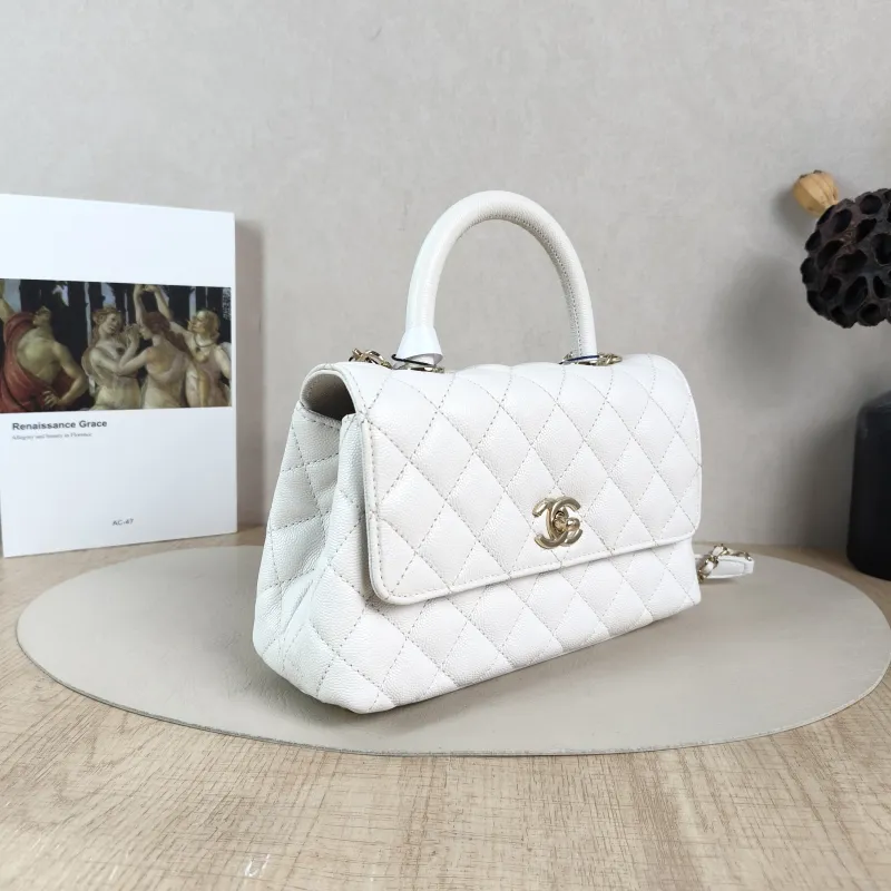 Chanel Top Handle Bag Coco HandleWhite Grained Calfskin Small24 × 10 × 14 cm — cover view 2 of 5