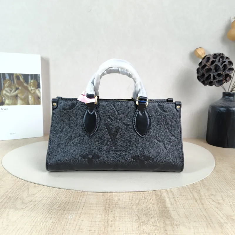 Louis Vuitton Crossbody Bag Onthego East West Two Straps Black Empreinte Embossed Calfskin Small 25 × 10 × 13 cm