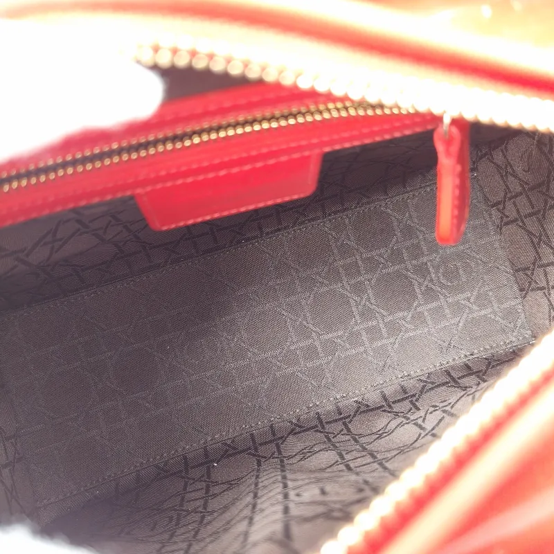 DIOR Top Handle Bag Lady Lady Dior Bag Red Patent Leather Medium 24 × 12 × 21 cm — detail view 12 of 12
