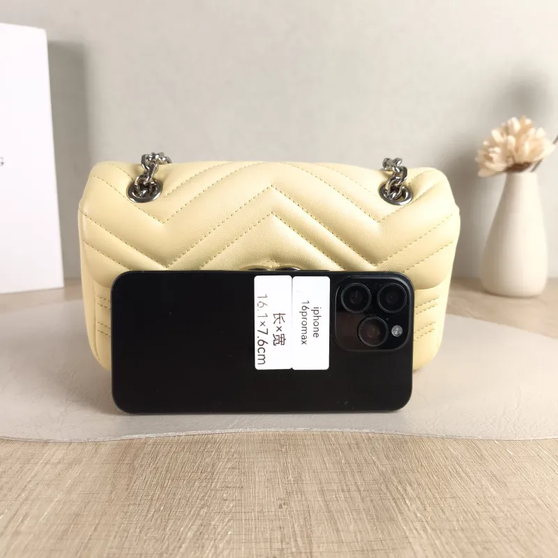 GUCCI Crossbody Bag GG Marmont Small Marmont 22 Yellow Lambskin Small 22 × 6 × 13 cm — cover view 6 of 6