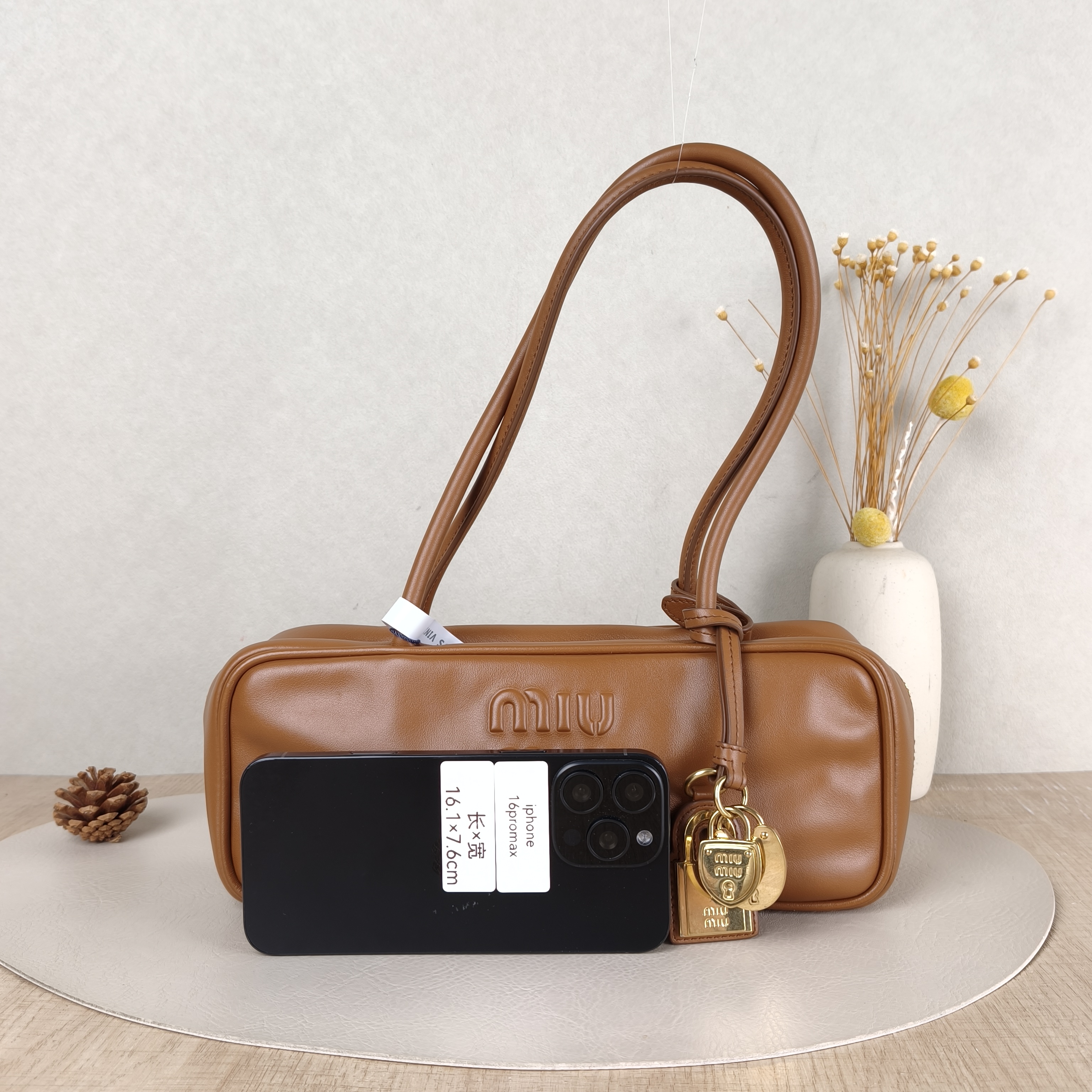 Miumiu Top Handle Bag Beau Caramel Calfskin Small28 × 8 × 11.5 cm — cover view 3 of 5