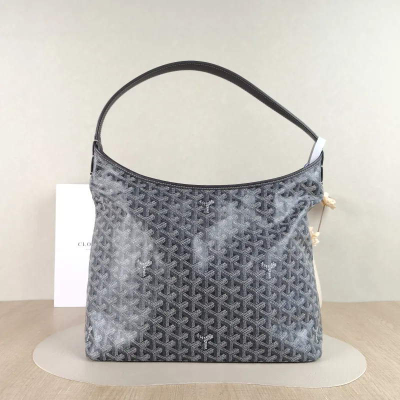 GOYARD Shoulder Bag Boheme Hobo​ Grey ine Canvas Small 43 × 14 × 27 cm