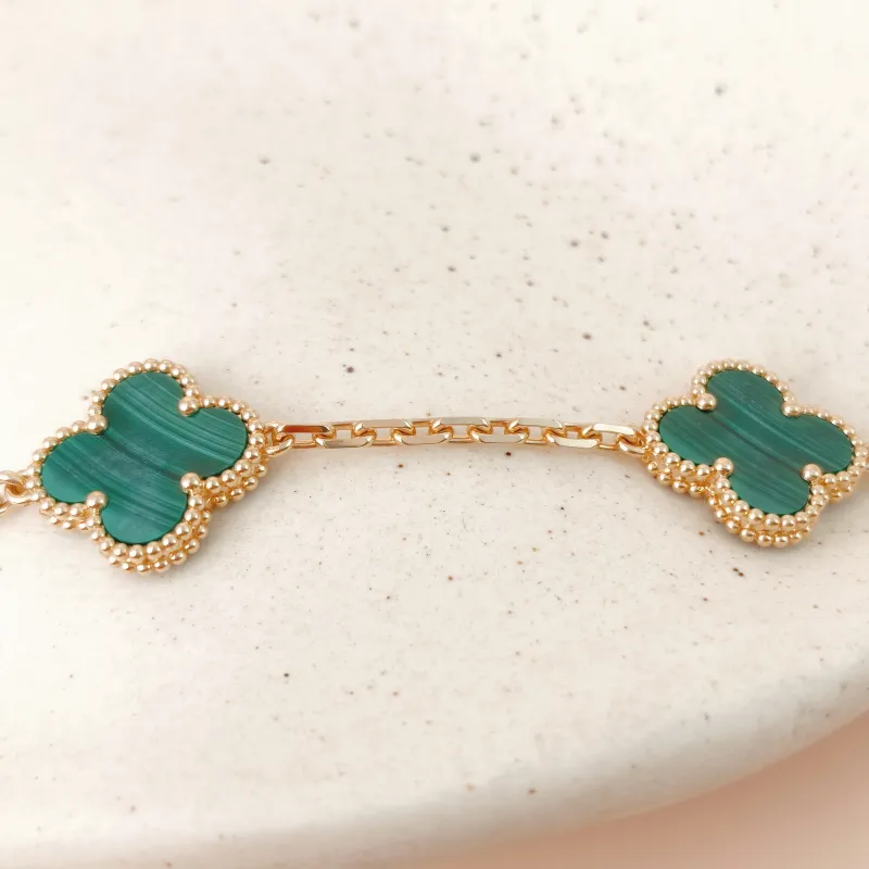 Van Cleef & Arpels Bracelet Alhambra Alhambra Collection Five-Motif Bracelet Malachite18KY ellow Gold Vintage Small19cm — cover view 9 of 12