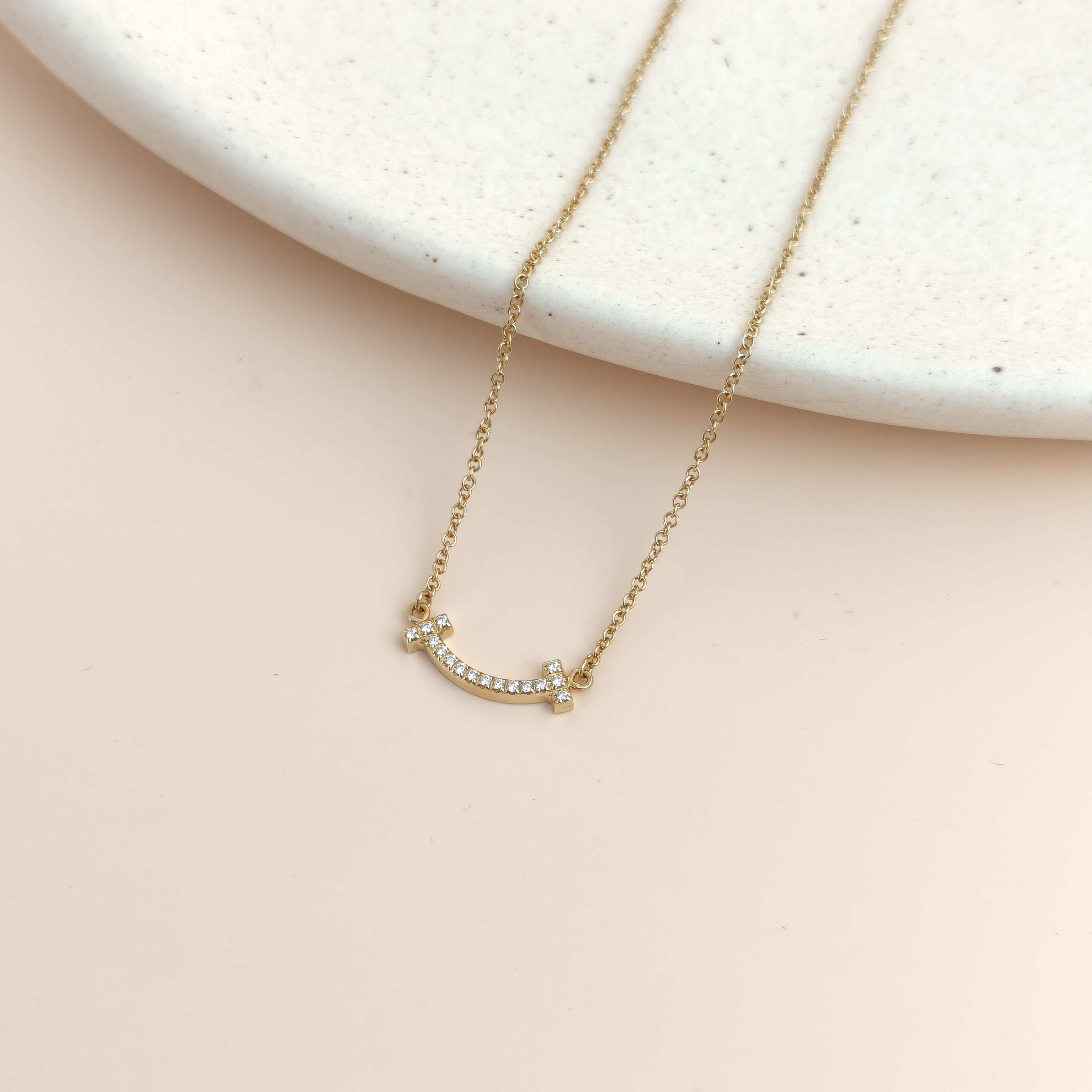 Tiffany&Co. Necklace TC ollection Smile Yellow Gold Pavé Diamond Gold Diamond18KY ellow Gold Mini 40.6-45.7 — cover view 3 of 8