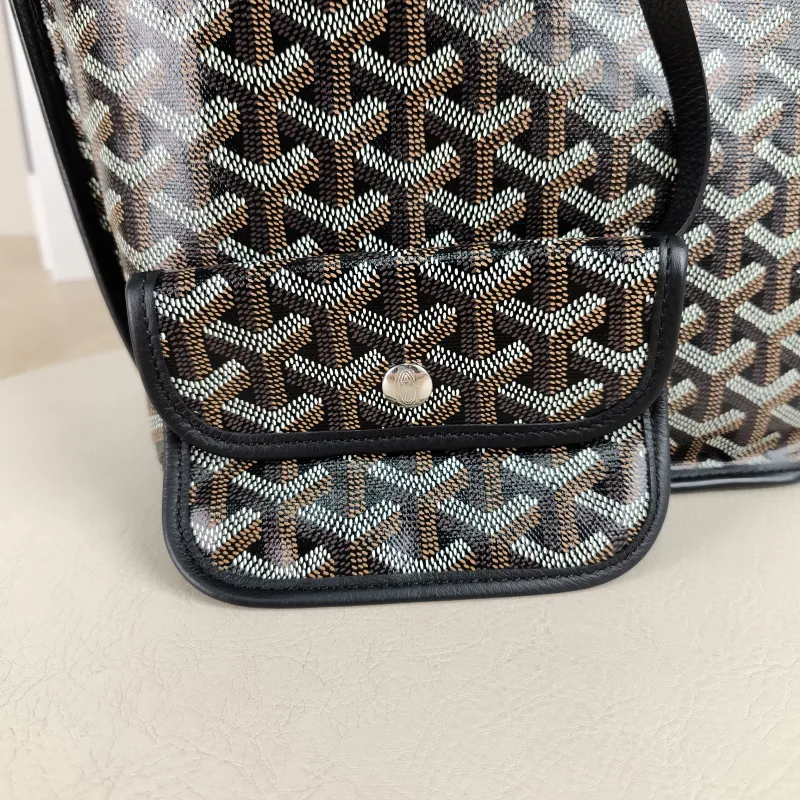 GOYARD Top Handle Bag ANJOU Shopping Tote Black ine Canvas Mini 19.5 × 9 × 19.5 cm — detail view 5 of 11