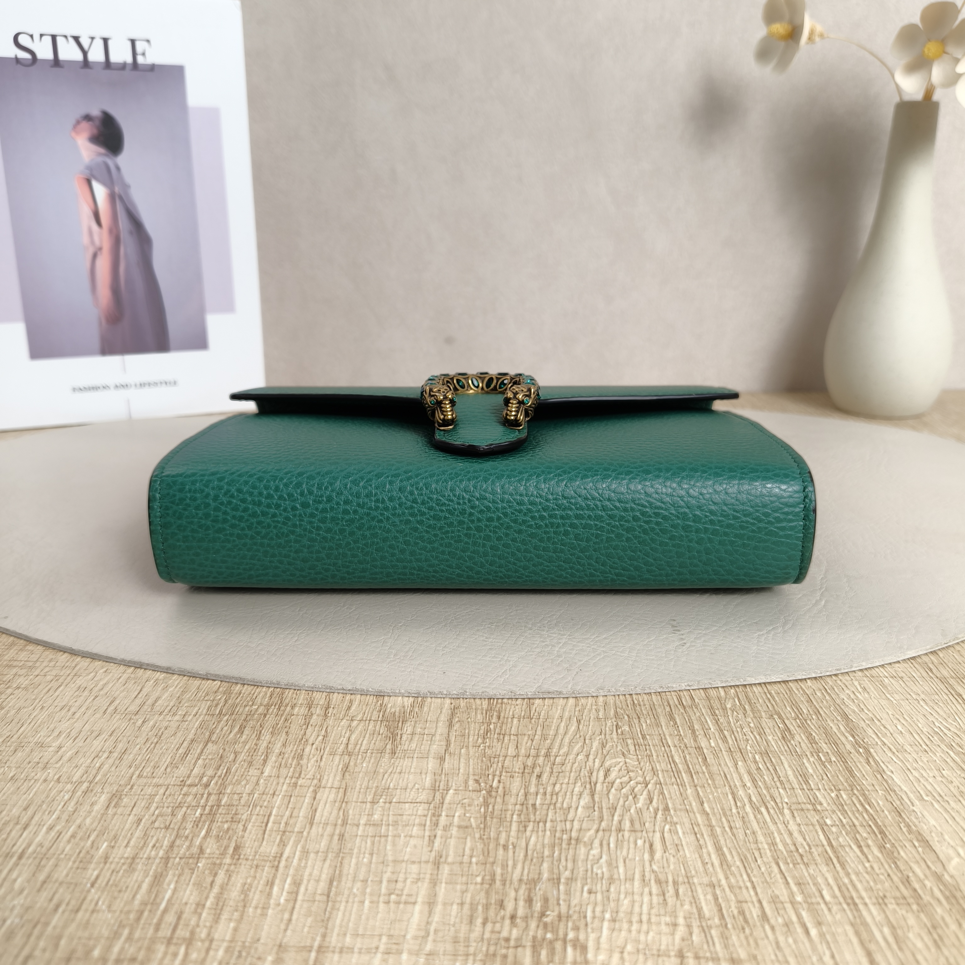 GUCCI Dionysus Wallet woc mini Green Calfskin · Dust Bag Shoulder Strap · 20 × 6 × 13 cm — cover view 5 of 11