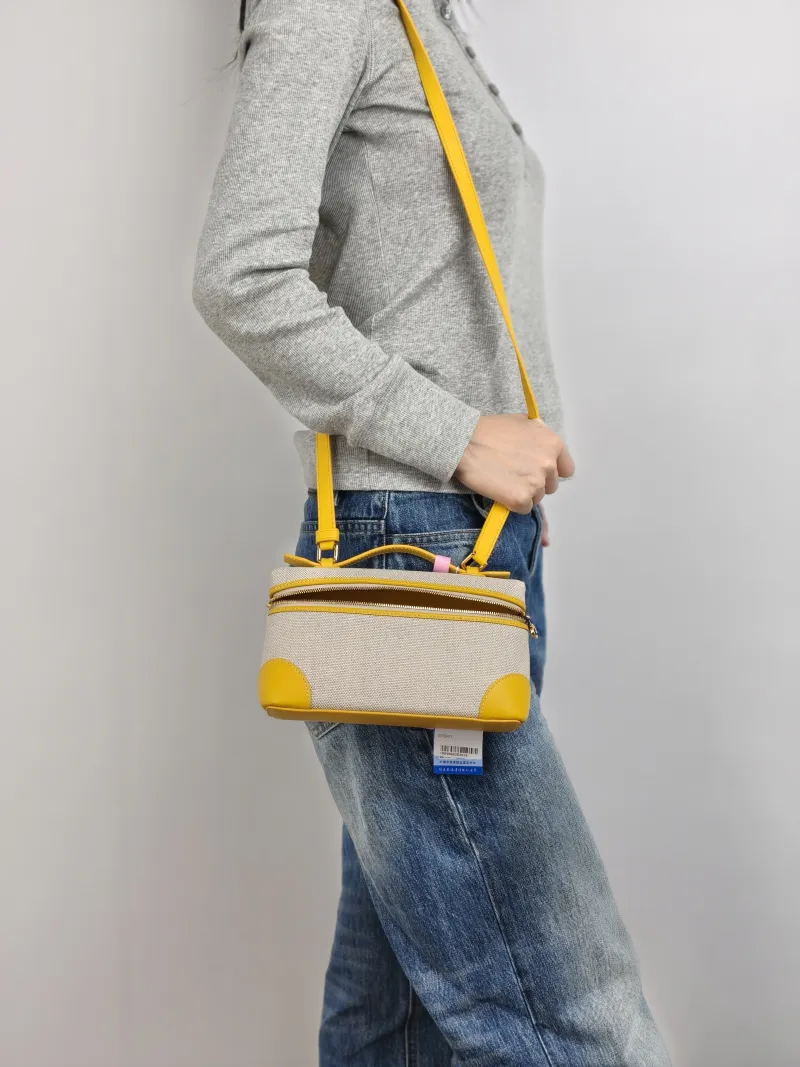 Loro Piana Crossbody Bag Extra Pocket L19 Yellow Beige Canvas One Size 19 × 7 × 11.5 cm — on-model view 1 of 3