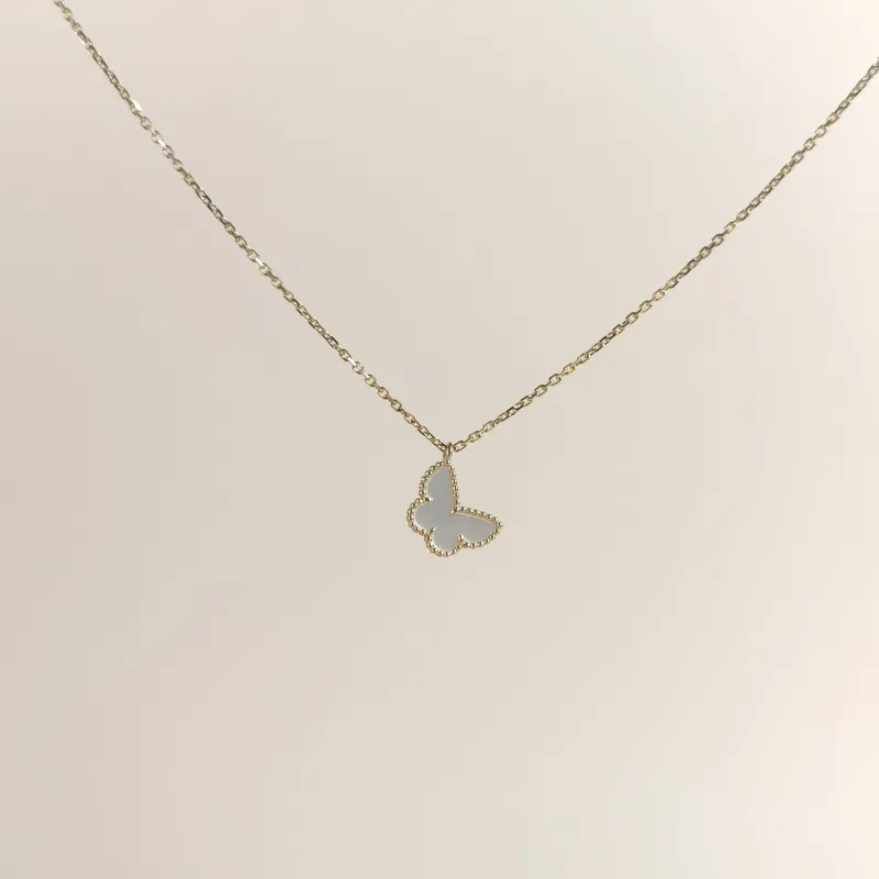 Van Cleef & Arpels Necklace Fauna Collection Butterflies Collection Pearl · White Mother-of-Pearl 18KY ellow Gold Sweet Mini 40cm