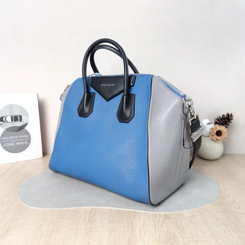 GIVENCHY Top Handle Bag tote Blue Grey Calfskin 33.5 × 18 × 28 cm — cover view 5 of 5