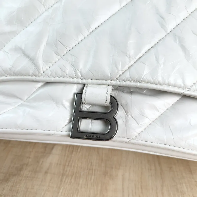 BALENCIAGA Shoulder Bag CRUSH Chain Bag White Calfskin Medium 32 × 10 × 20 cm — detail view 11 of 11
