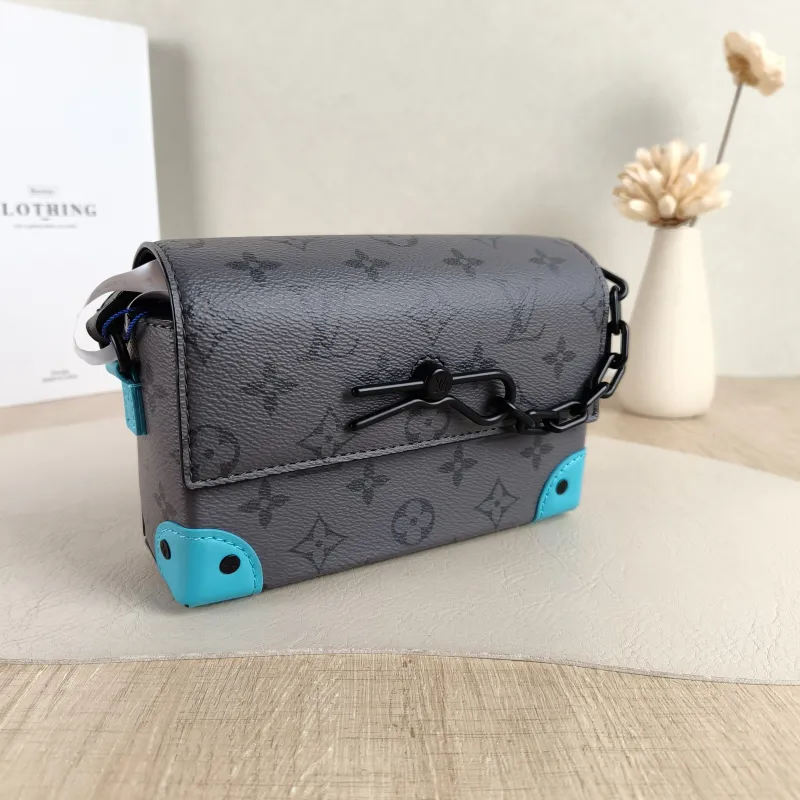 Louis Vuitton Crossbody Bag Steamer Box Grey · Blue PVC · Calfskin Mini 18 × 6.5 × 11 cm — cover view 2 of 5