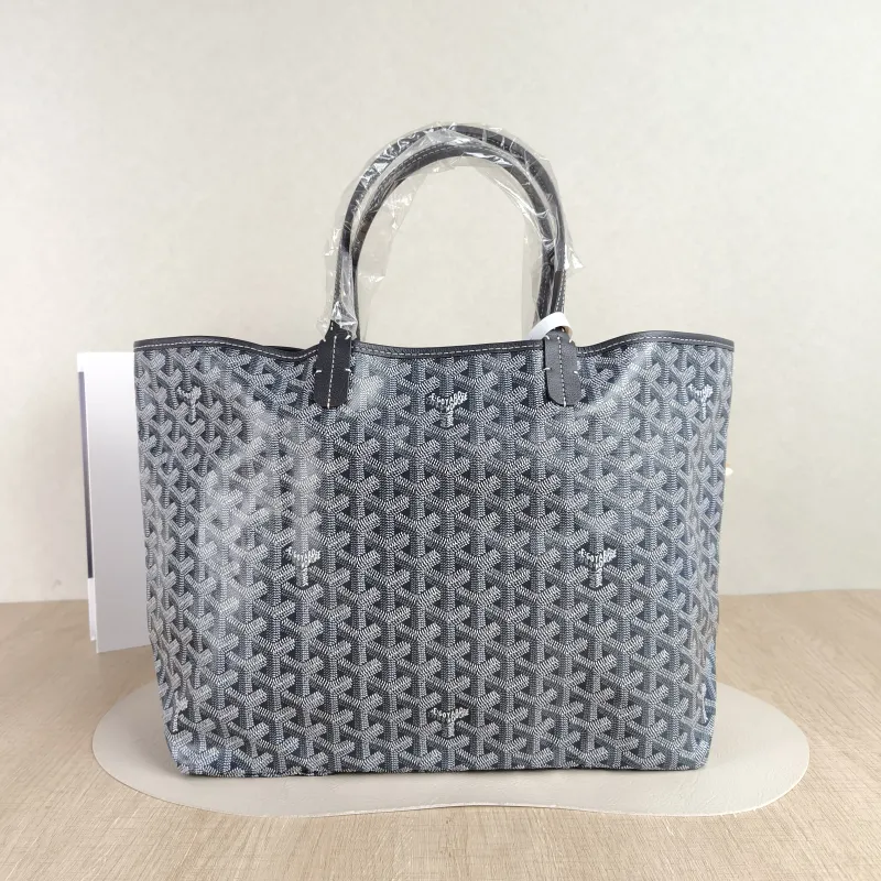 GOYARD Shoulder Bag SAINT LOUIS Shopping Tote Grey PVC Small 34 × 15 × 28 cm — cover view 3 of 4