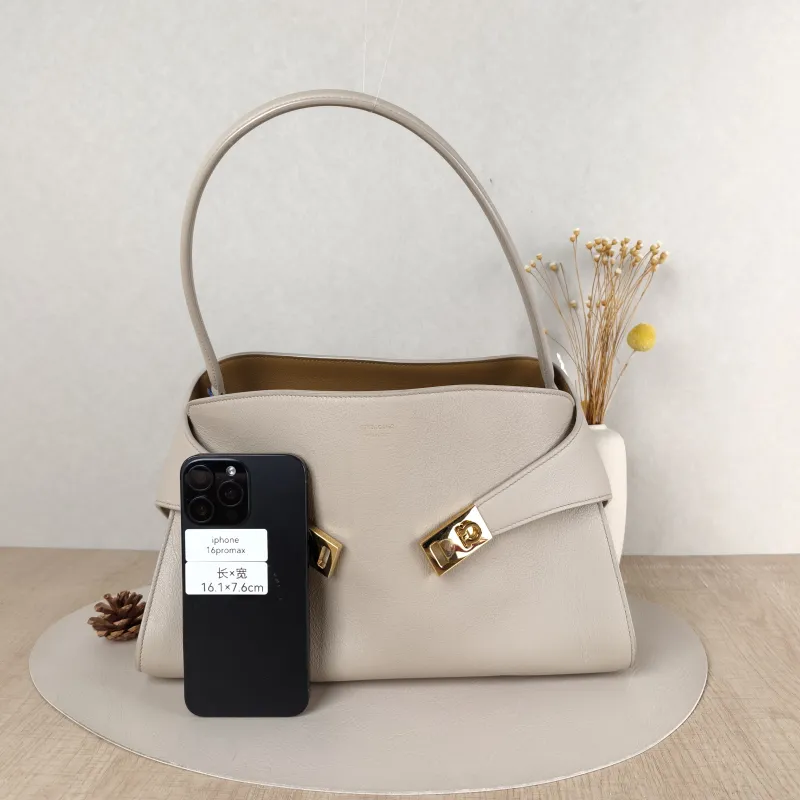 FERRAGAMO Top Handle Bag Tote Bag White Calfskin One Size33 × 15 × 23 cm — cover view 2 of 5