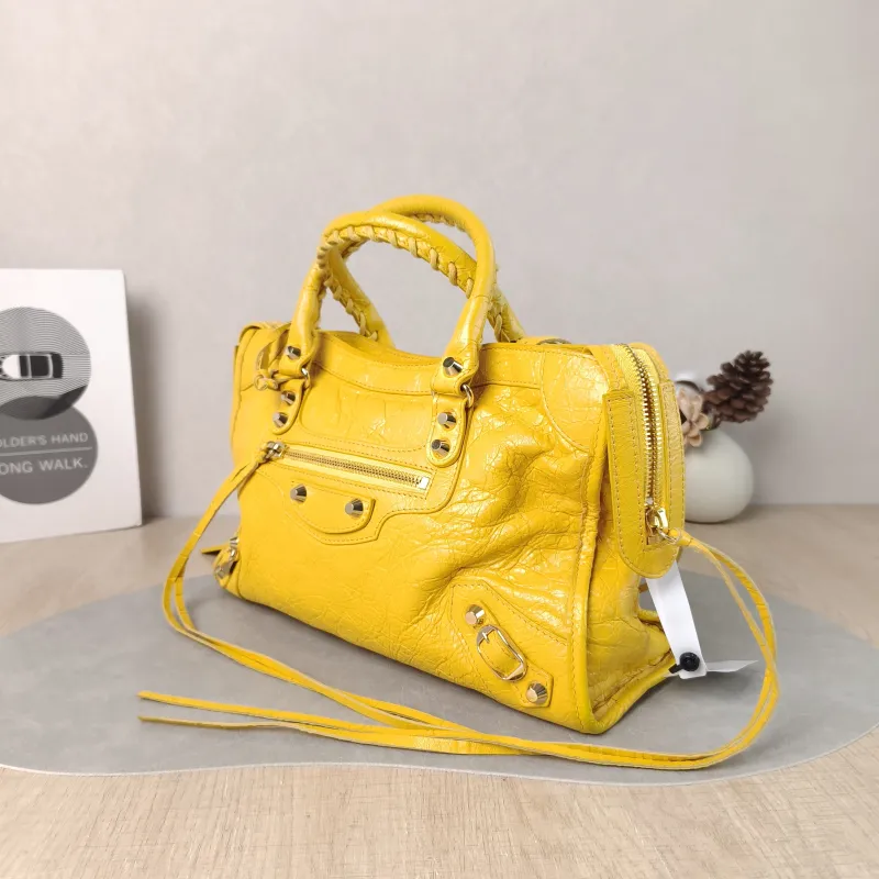BALENCIAGA Crossbody Bag Classic City Yellow Lambskin Small 30 × 10 × 21 cm — cover view 5 of 6
