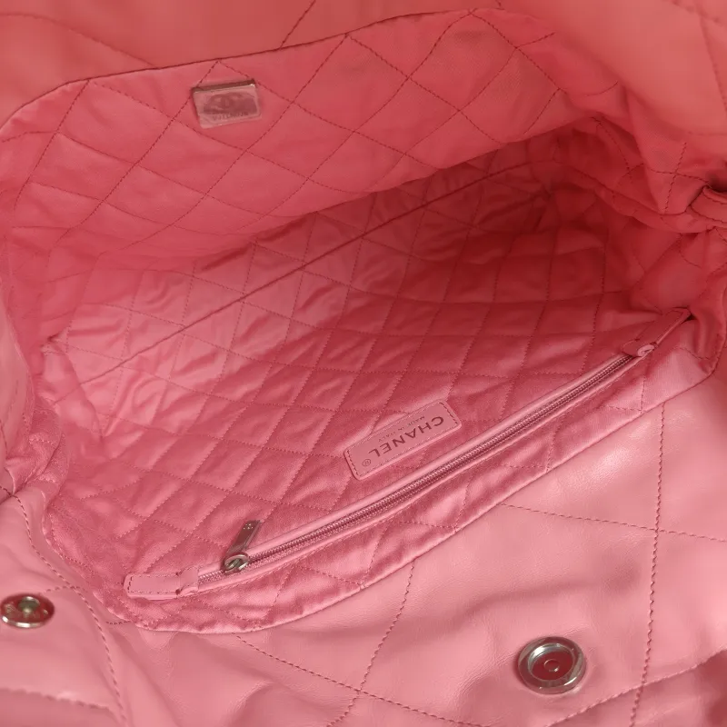 Chanel Shoulder Bag 22Bag Pink Silver-Tone Hardware Calfskin Small 35 × 7 × 37 cm — detail view 5 of 12