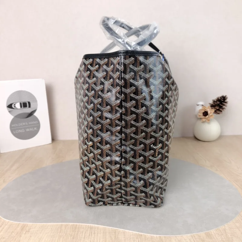 GOYARD Shoulder Bag SAINT LOUIS Shopping Tote Black ine Canvas Small 34 × 15 × 28 cm — detail view 4 of 11