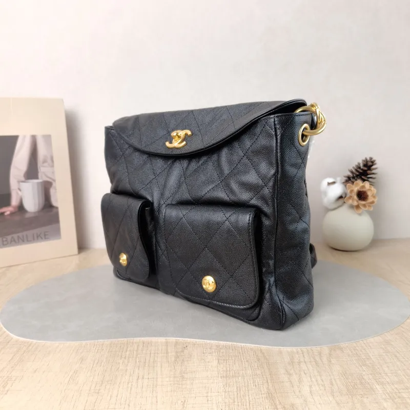 Chanel Shoulder Bag Supple Twins Hobo Black Grained Calfskin Large 30 × 5 × 21.5 cm — cover view 3 of 6