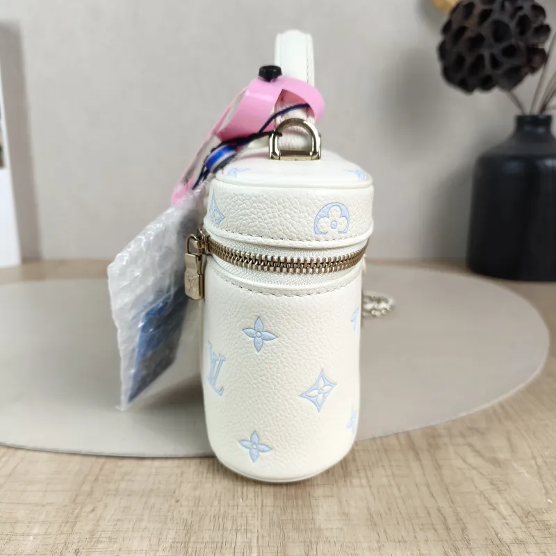 Louis Vuitton Shoulder Bag VANITY POUCH Cosmetic Bag White · Blue Calfskin One Size 19 × 6.5 × 11.5 cm — detail view 7 of 14