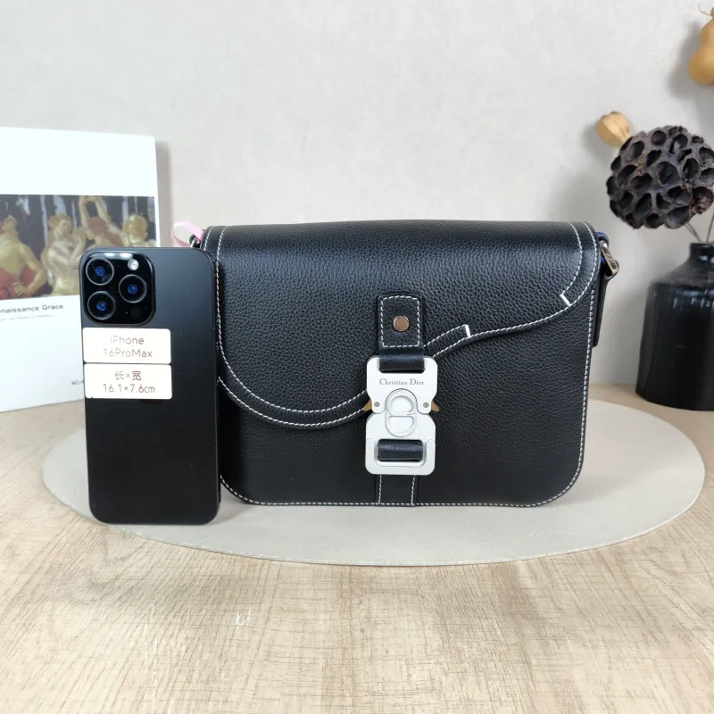 DIOR Crossbody Bag Black Calfskin Small 23 × 6 × 17.5 cm — cover view 4 of 5