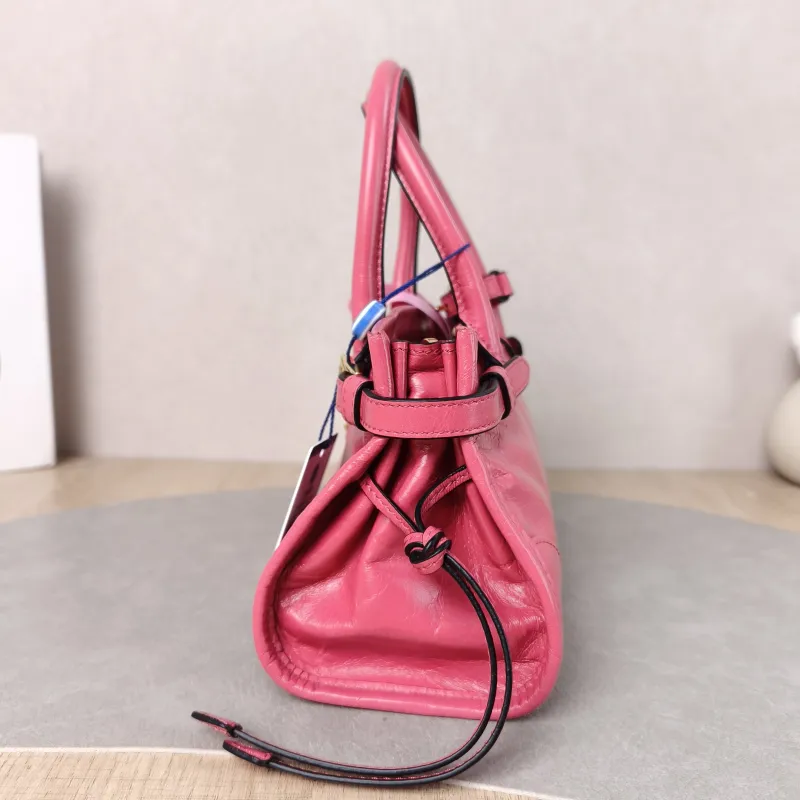 PRADA Top Handle Bag Bonnie Soft Lux Red Waxed Leather Calfskin Mini 23.5 × 9 × 12 cm — detail view 12 of 12