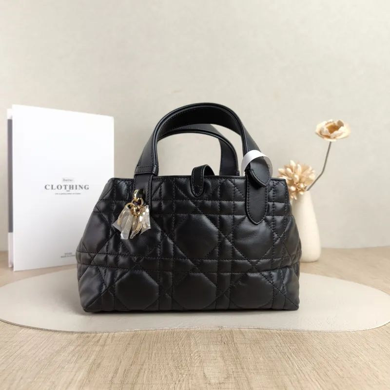 DIOR Top Handle Bag TOUJOURS Black Calfskin Small23 × 12 × 15.5 cm