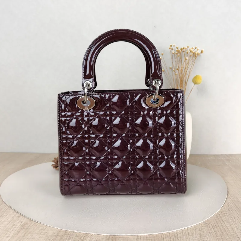 DIOR Top Handle Bag Lady Lady Dior Bag Red Patent Leather Medium24 × 12 × 21 cm — cover view 5 of 5