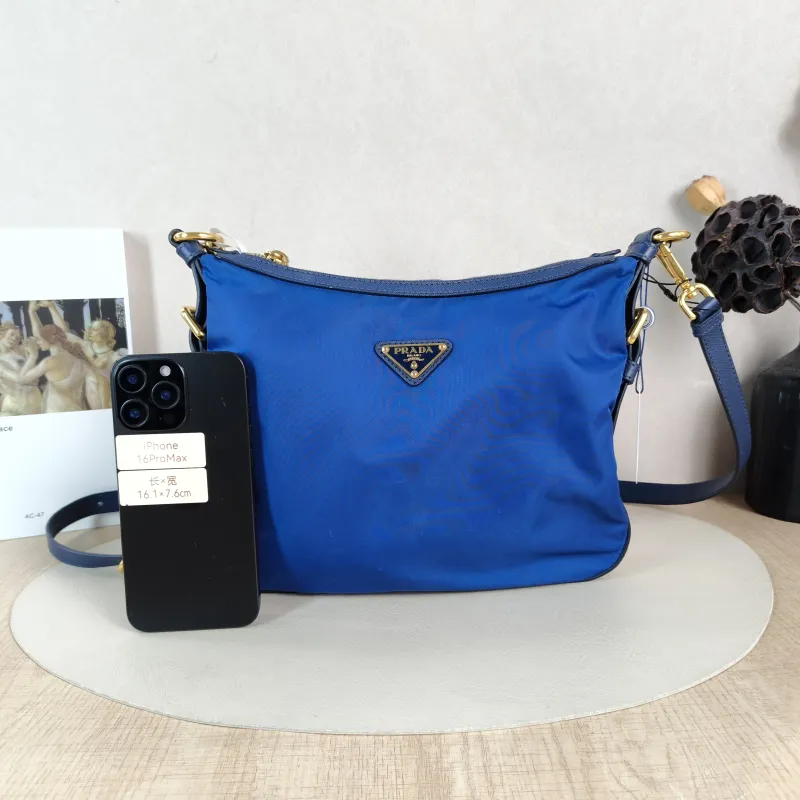 PRADA Crossbody Bag Messenger Bag Crossbody Bag Blue Nylon One Size 28 × 2 × 22 cm — cover view 5 of 5